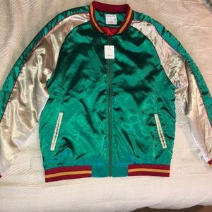 NWT Urban Outfitters Skull Embroidered Bomber Jacket